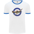 Hawker Hurricane With RAF Ensign Mens White Ringer T-Shirt White/Royal Blue