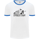 Evolution of a Skydiver Funny Skydiving Mens White Ringer T-Shirt White/Royal Blue
