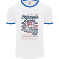 Motorcycle Legend Biker Union Jack British Mens White Ringer T-Shirt White/Royal Blue