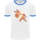Ninjabread Men Funny Food Gym MMA Mens White Ringer T-Shirt White/Royal Blue