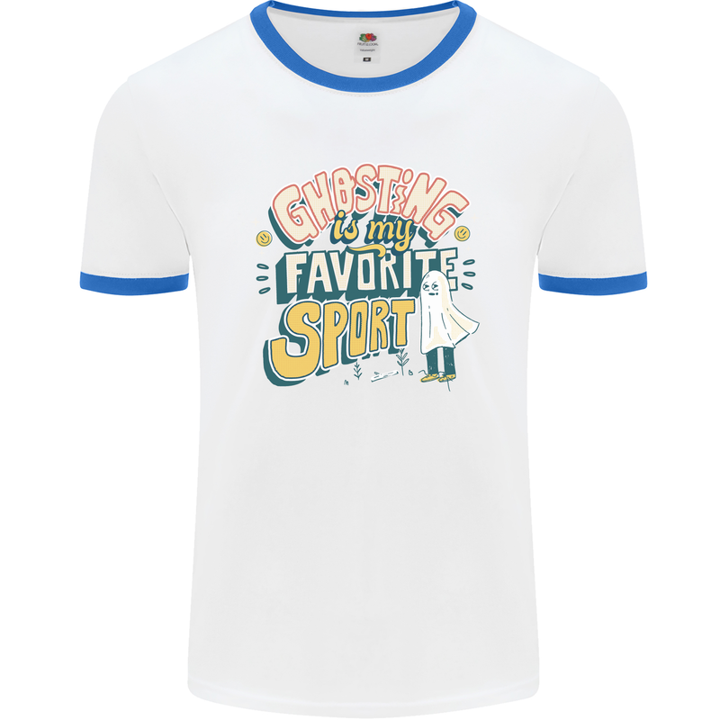 Ghosting Sport Funny Anti Valentines Day Mens Ringer T-Shirt White/Royal Blue