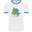 Funny T-Rex Christmas Tree Dinosaur Mens White Ringer T-Shirt White/Royal Blue