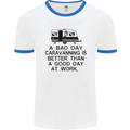 A Bad Day Caravanning Caravan Funny Mens White Ringer T-Shirt White/Royal Blue