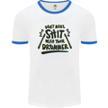 Don't Make Sh!t With Your Drummer Mens White Ringer T-Shirt White/Royal Blue