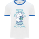 Environment Burn the Patriachy Not Coal Mens White Ringer T-Shirt White/Royal Blue