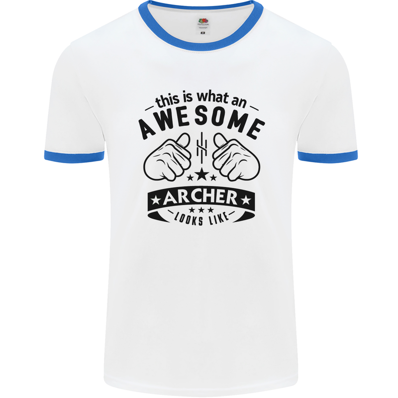 An Awesome Archer Looks Like Archery Mens White Ringer T-Shirt White/Royal Blue