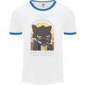 Funny Cat I Hate Morning People Coffee Mens White Ringer T-Shirt White/Royal Blue