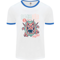 Oni Yokai Japanese Red Demon Mens White Ringer T-Shirt White/Royal Blue