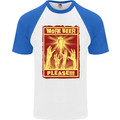 Zombies More Beer Please Funny Alcohol Mens S/S Baseball T-Shirt White/Royal Blue