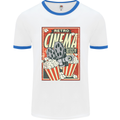 Retro Cinema Movie Night Films & TV Mens White Ringer T-Shirt White/Royal Blue