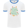 Stay Trippy Hippy Magic Mushrooms Drugs Mens White Ringer T-Shirt White/Royal Blue