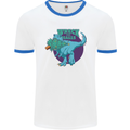 T-Rex Ruining Christmas Wreck the Halls Mens White Ringer T-Shirt White/Royal Blue