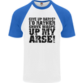 Give up Darts? Player Funny Mens S/S Baseball T-Shirt White/Royal Blue