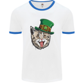 St Patricks Day Cat Funny Irish Mens White Ringer T-Shirt White/Royal Blue