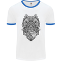 Pitbull Mandala Art Dog Lover Mens White Ringer T-Shirt White/Royal Blue