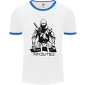 Ninjitsu A Ninja MMA Mixed Martial Arts Mens White Ringer T-Shirt White/Royal Blue