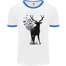 Abstract Butterfly Deer Ecology Environment Mens White Ringer T-Shirt White/Royal Blue