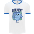 RPG Role Playing Game Get Dicey Funny Mens White Ringer T-Shirt White/Royal Blue