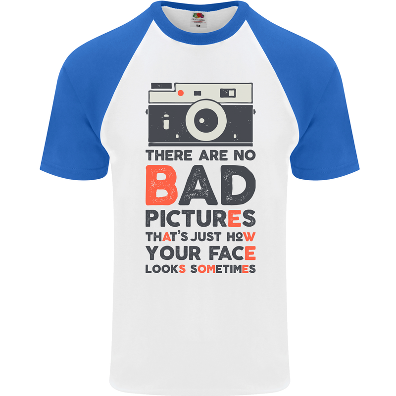 Photography Your Face Funny Photographer Mens S/S Baseball T-Shirt White/Royal Blue