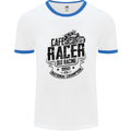 Cafe Racer Old Racing Motorcycle Biker Mens White Ringer T-Shirt White/Royal Blue