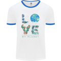 Love My Planet Climate Change Environment Mens White Ringer T-Shirt White/Royal Blue