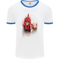 Two Colourful Chickens Watercolour Mens White Ringer T-Shirt White/Royal Blue