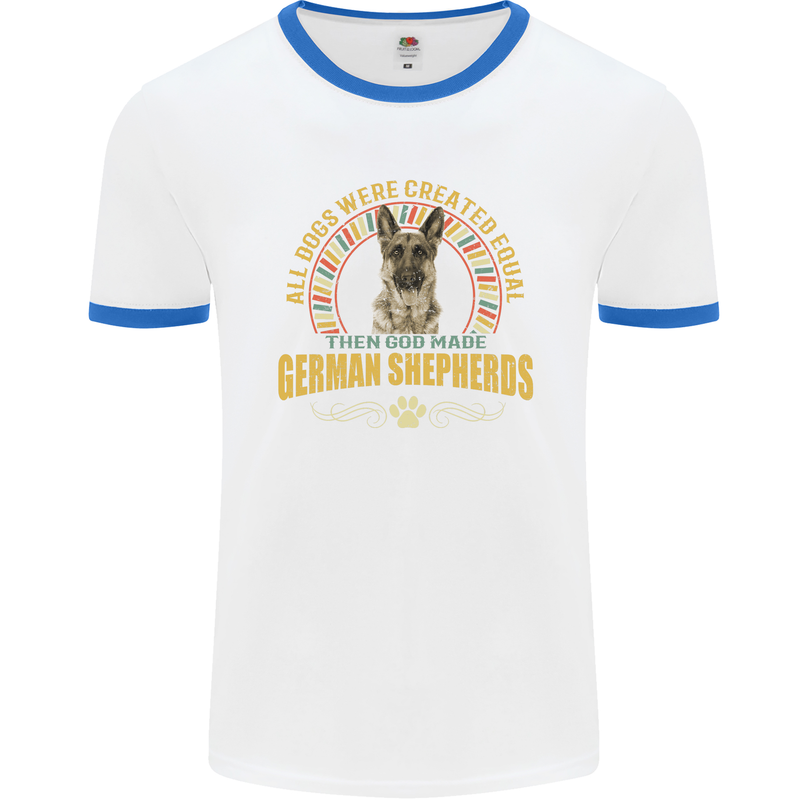 A German Shepherd Dog Mens Ringer T-Shirt White/Royal Blue