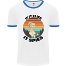 Conspiracy Theory If Flies it Spies Birds Funny Mens White Ringer T-Shirt White/Royal Blue