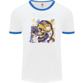 Viking Symbols Skull Mens Ringer T-Shirt White/Royal Blue