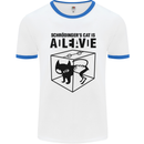 Schrodinger's Cat Science Geek Nerd Mens White Ringer T-Shirt White/Royal Blue