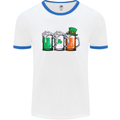 St Patricks Day Beer USA Irish Funny Mens White Ringer T-Shirt White/Royal Blue