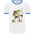 Trekking Hiking Rambling Frog Toad Funny Mens White Ringer T-Shirt White/Royal Blue