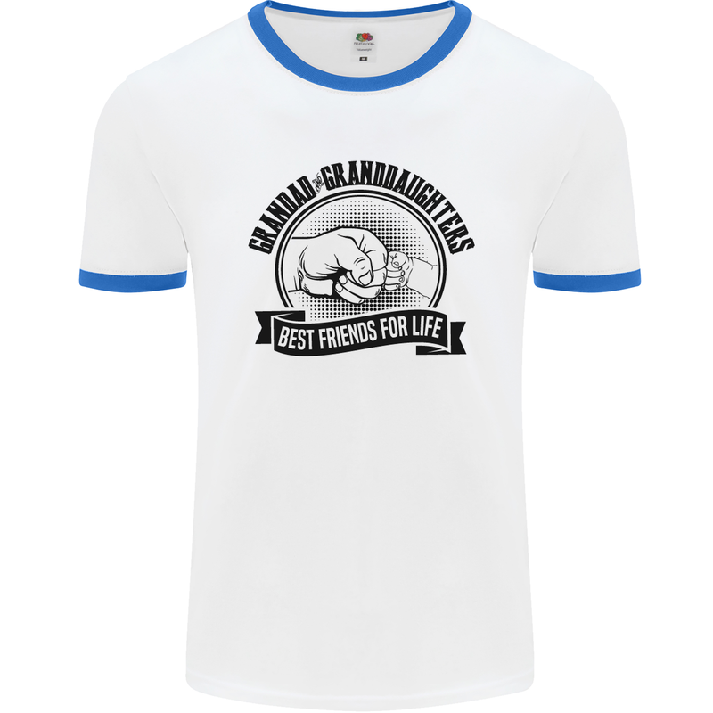 Grandad & Granddaughters Grandparent's Day Mens White Ringer T-Shirt White/Royal Blue