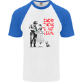 Banksy Art Everything Is Not Legal Mens S/S Baseball T-Shirt White/Royal Blue