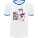 A Dog Is a Girl's Best Friend Chihuahua Mens White Ringer T-Shirt White/Royal Blue