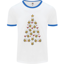 Beer Christmas Tree Mens White Ringer T-Shirt White/Royal Blue