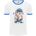 Chinese Zodiac Shengxiao Year of the Horse Mens White Ringer T-Shirt White/Royal Blue