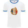 The French Tricolour Flag Fire France Mens White Ringer T-Shirt White/Royal Blue