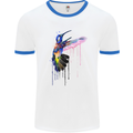 A Hummingbird Watercolour Bird Mens White Ringer T-Shirt White/Royal Blue