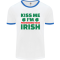 Kiss Me I'm Pretending to Be Irish Mens White Ringer T-Shirt White/Royal Blue