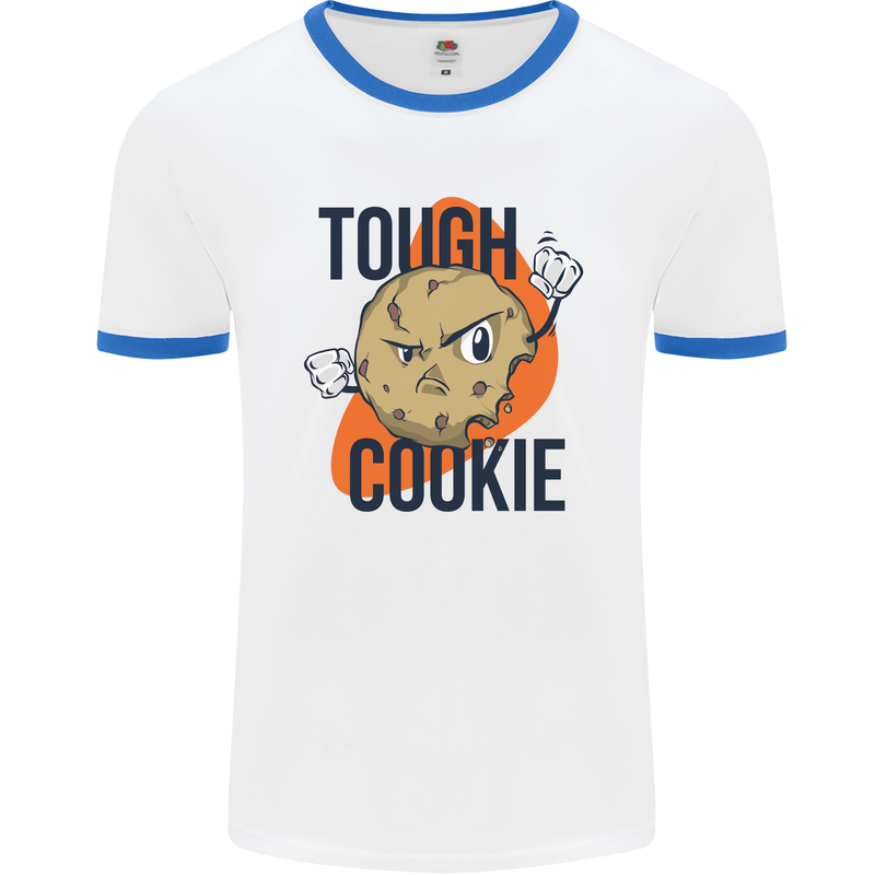 A Tough Cookie MMA Mixed Martial Arts Funny Mens White Ringer T-Shirt White/Royal Blue