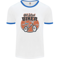 Old School Biker Bicycle Chopper Cycling Mens White Ringer T-Shirt White/Royal Blue