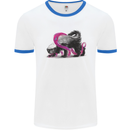 Honey Badger Mens White Ringer T-Shirt White/Royal Blue