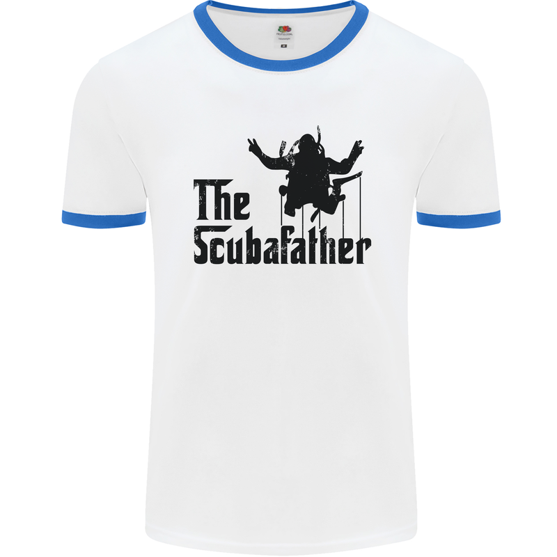 The Scuba Father Day Funny Diver Diving Mens White Ringer T-Shirt White/Royal Blue