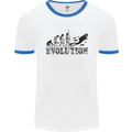 Evolution of a Scuba Diver Diving Funny Mens White Ringer T-Shirt White/Royal Blue