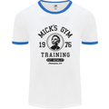 Micks Gym Training Boxing Boxer Box Mens White Ringer T-Shirt White/Royal Blue