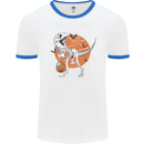 Dinosaur Halloween T-Rex Mens White Ringer T-Shirt White/Royal Blue