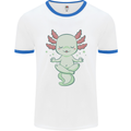Meditating Axolot Yoga Spiritual Mens Ringer T-Shirt White/Royal Blue