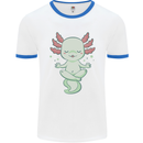 Meditating Axolot Yoga Spiritual Mens Ringer T-Shirt White/Royal Blue