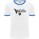 Viking Thor Odin Valhalla Norse Mythology Mens White Ringer T-Shirt White/Royal Blue